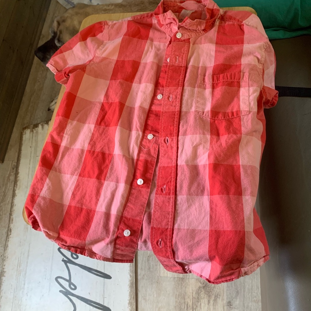 Primary Red and Pink Button Down Shirt